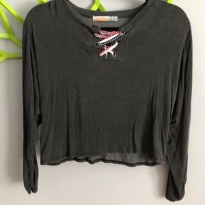 Vintage Havana long sleeve shirt - girl’s large. Cotton black.